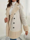 Manteau d'hiver en laine polaire à col double boutonnage pour femmes