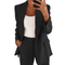 Elegante Blazer de Oficina de Lana Negra para Mujer