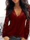 Cocolii high single-coloured lace v-neck long-sleeved woman elegant autumn fashion