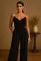 Élégante combinaison automnale pour femmes en polyester à jambes larges pour les mariages et les festivités