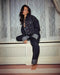 Set due pezzi in denim con giacca in denim e pantaloni lunghi - Donna