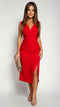 Elegante abito da sera midi da donna con spacco