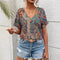 Women's Bohemian Cotton Blouse with Coloured Paisley Print