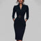Robe midi pour femme, manches longues et ceinture à la taille