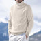Beige ribbed knit men's turtleneck sweater