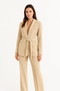 Blazer pour femme avec ceinture et pantalon à jambes larges, ensemble deux pièces