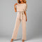 Women's wide-leg jumpsuit, short sleeves, elegant