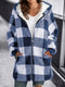 Giacca a quadri oversize in pile con cappuccio e zip per l'inverno