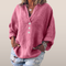 Bluse i hørblanding til kvinder - Casual oversize design med knaplukning, perfekt til efteråret