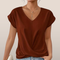Camiseta de mujer - Cuello de pico - Corte holgado - Detalle cruzado - Mangas largas
