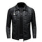 Men - Premium leather motorbike jacket with inverted collar and zip fastening, comfortable fit, ideal for autumn