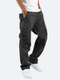 Pantalones cargo para hombre con bolsillos laterales, corte holgado